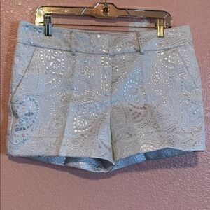 New York & Company Shimmering White Lace High Waist Shorts